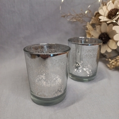 Portavela vasito plateado - tienda online