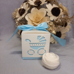 Souvenir cajita bebe con jabón de rosa - Somos tu Evento