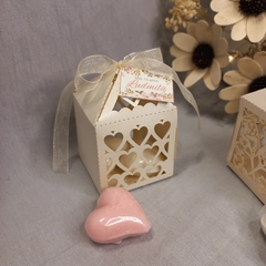 Souvenir Cajita De Opalina Con Jabon En Forma De Corazon