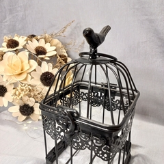 Deco Adorno Jaula Pajarito Negra 15x10cm - comprar online