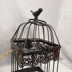 Deco Adorno Jaula Pajarito Negra 20 X 12cm - comprar online