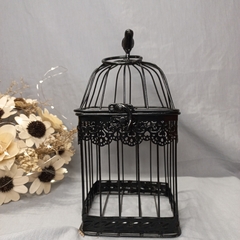 Deco Adorno Jaula Pajarito Negra 20 X 12cm