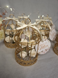 Souvenir Jaulita Dorada Con Flores - tienda online