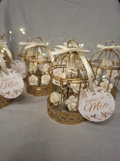 Souvenir Jaulita Dorada Con Flores - Somos tu Evento