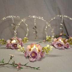 centro de mesa aro chico con flores y dije - tienda online