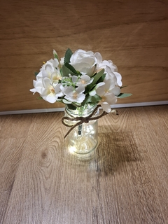 centro de mesa frasco con flores luz led - comprar online