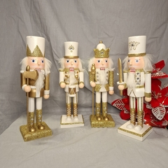 CASCANUECES DE MADERA 25CM BLANCO Y DORADO - tienda online