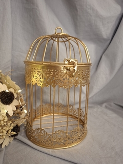 jaula dorada redonda 25cm - Somos tu Evento