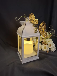 farol vintage 22 cm con mariposas - Somos tu Evento