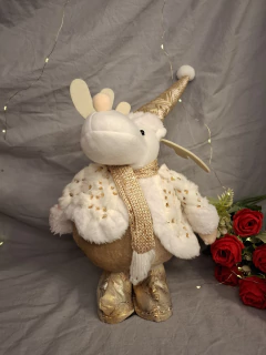 Muñecos navideños felpa dorados - Somos tu Evento