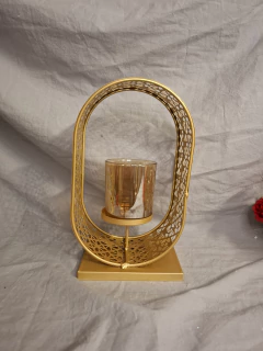 portavela dorado arco ovalado - Somos tu Evento