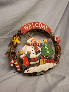 Cartel Para Puerta Navidad Madera Rustico - comprar online