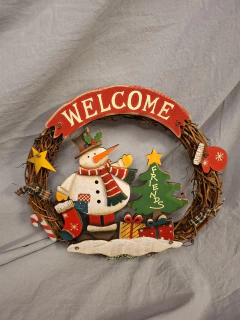 Cartel Para Puerta Navidad Madera Rustico - Somos tu Evento