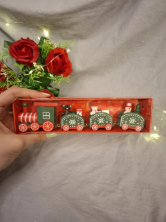 tren navideño de madera