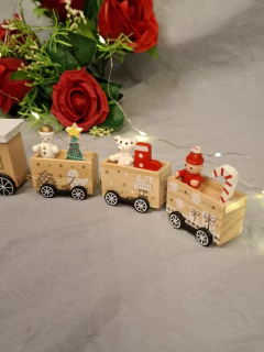 tren navideño de madera en internet