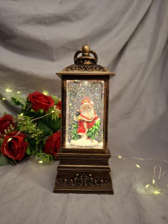 Farol Navideño decorativo con luz y nieve brillante