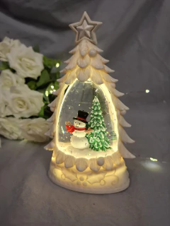 mini arbol navideño con nieve luz y musica