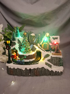 aldea navideña con tren luz y musica - comprar online