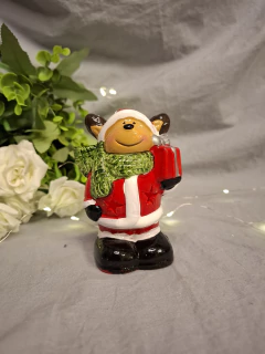 ADORNO NAVIDEÑO DE CERAMICA CON LUZ PAPA NOEL / RENO - tienda online
