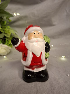 ADORNO NAVIDEÑO DE CERAMICA CON LUZ PAPA NOEL / RENO - Somos tu Evento