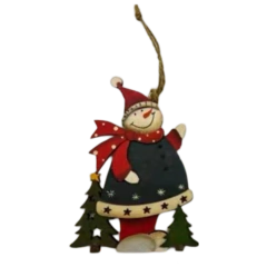 adorno navidad madera muñeco de nieve papa noel - comprar online