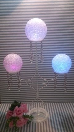 candelabro con caireles 3 bolas led multicolor en internet