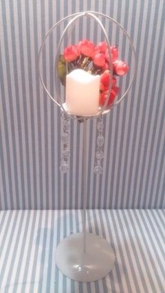 Centro De Mesa Candelabro 43cm Vela Led Flores Caireles - tienda online