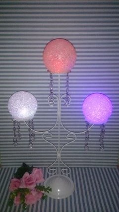 candelabro con caireles 3 bolas led multicolor - tienda online