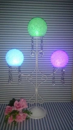 candelabro con caireles 3 bolas led multicolor - comprar online