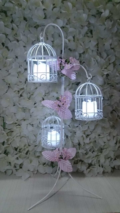 Centro De Mesa 3 Jaulitas Con Flores 15 Años Boda