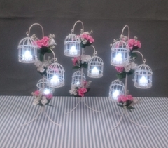 Centro De Mesa 3 Jaulitas Con Flores 15 Años Boda - tienda online