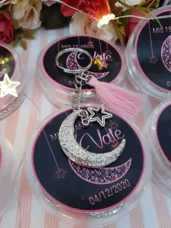 Souvenir llavero luna y estrella con cajita