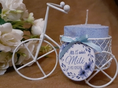 Imagen de Souvenir Mini Bici corazón Con Vela Y Tarjeta