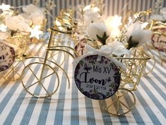 Mini bici dorado plateado souvenir con flores y tarjeta - comprar online