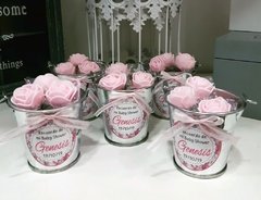 Mini Balde Metalicos Souvenir Con Flores - comprar online
