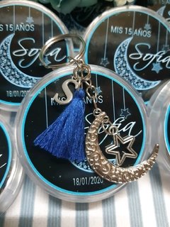 Souvenir llavero luna y estrella con cajita