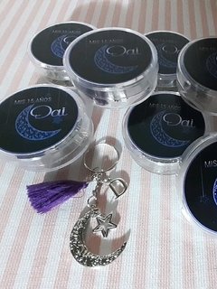 Souvenir llavero luna y estrella con cajita - Somos tu Evento