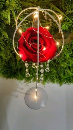 Centro de mesa 43 cm rosa luces led y caireles - comprar online