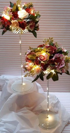 Centro de mesa rejita flores y luz led 40 cm - Somos tu Evento