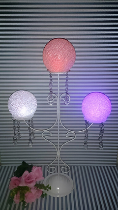 candelabro con caireles 3 bolas led multicolor - comprar online
