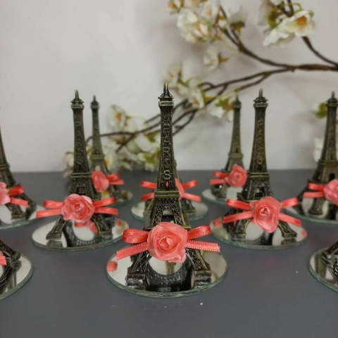 Souvenir Torre Eiffel Con Flor Y Espejo