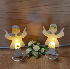 CENTRO DE MESA ANGELITO CHAPA CON VELA LED - Somos tu Evento