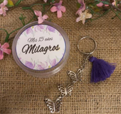 llavero mariposa con cajita personalizada