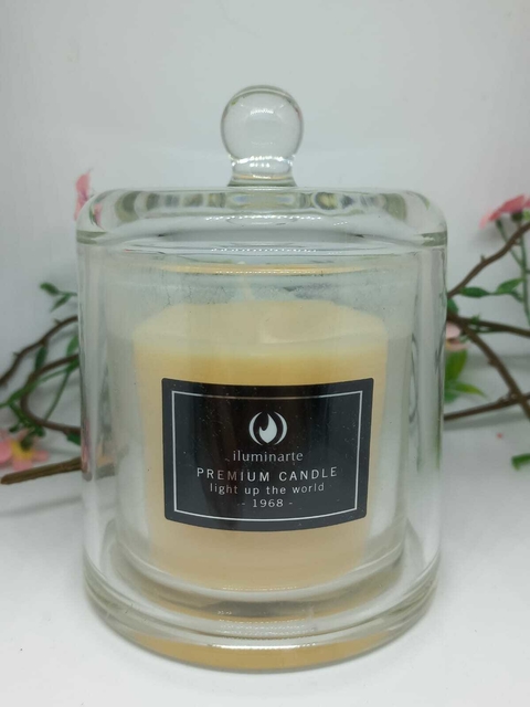 CAMPANA DE VIDRIO CON VELA AROMATICA 12X9 CM