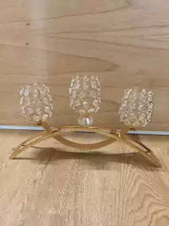 CANDELABRO 3 velas PORTAVELA CRYSTAL 41X21 CM