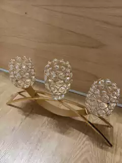 CANDELABRO 3 velas PORTAVELA CRYSTAL 41X21 CM - Somos tu Evento