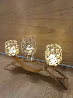 CANDELABRO 3 velas PORTAVELA CRYSTAL 41X21 CM en internet