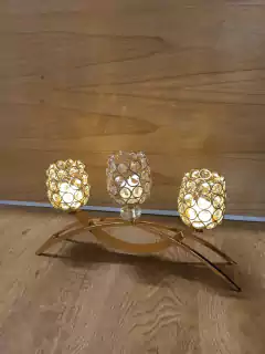 CANDELABRO 3 velas PORTAVELA CRYSTAL 41X21 CM - tienda online