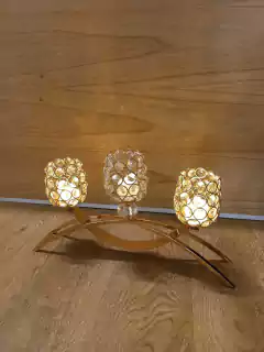 CANDELABRO 3 velas PORTAVELA CRYSTAL 41X21 CM - Somos tu Evento