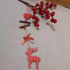 Imagen de DECO ABOLITO ADORNO NAVIDAD MADERITA COLGORIO ROJO